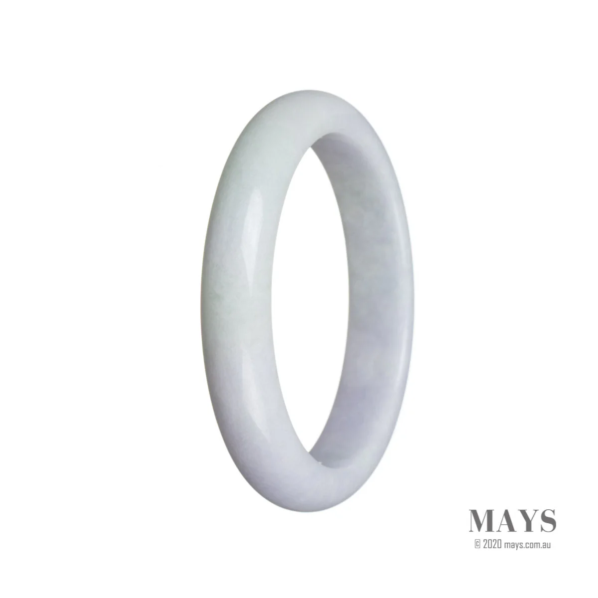 Certified Type A Pale lavender and green Jadeite Jade Bracelet - 59mm Semi Round - Image 3
