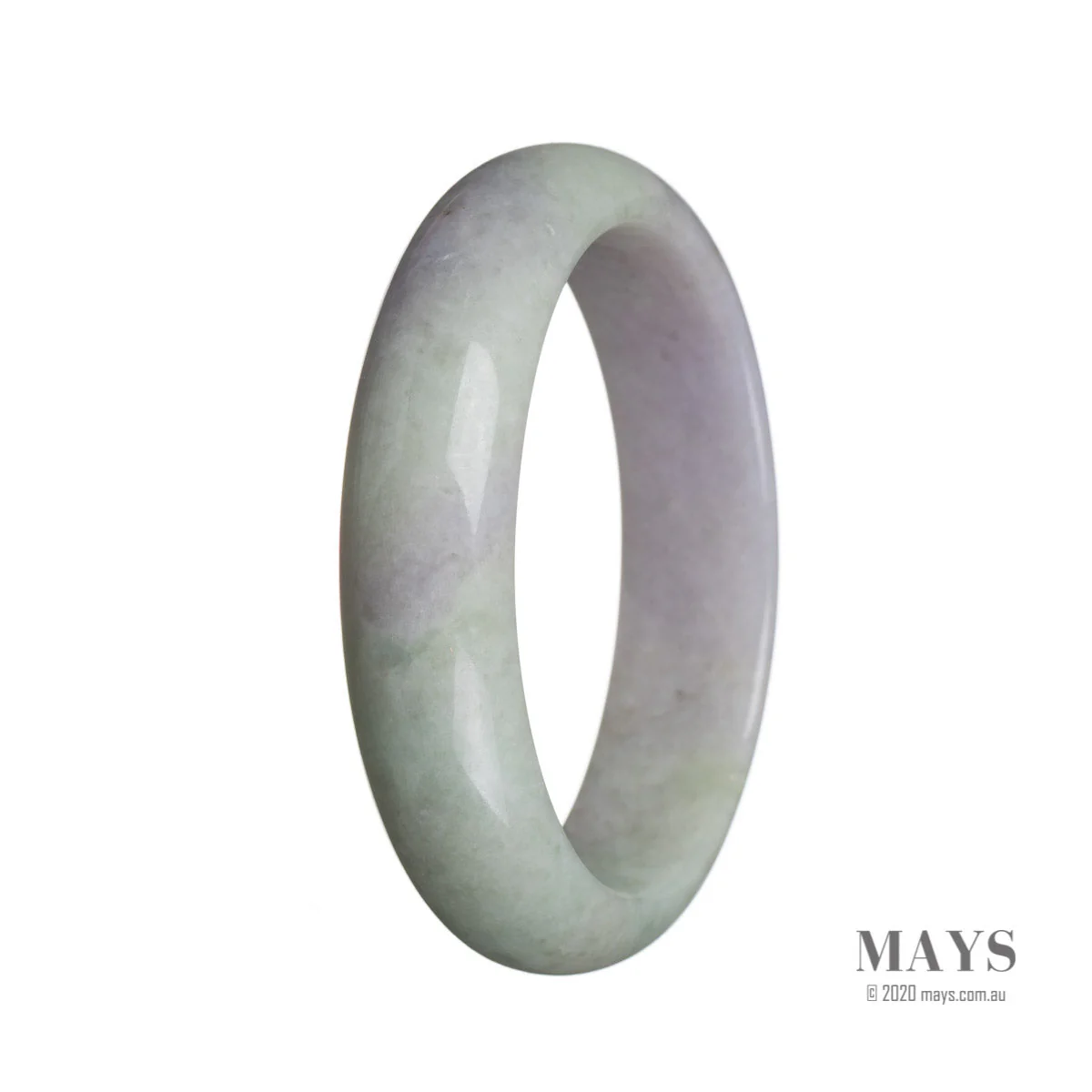 Real Untreated Green with slight lavender Burmese Jade Bangle - 58mm Half Moon - Image 2