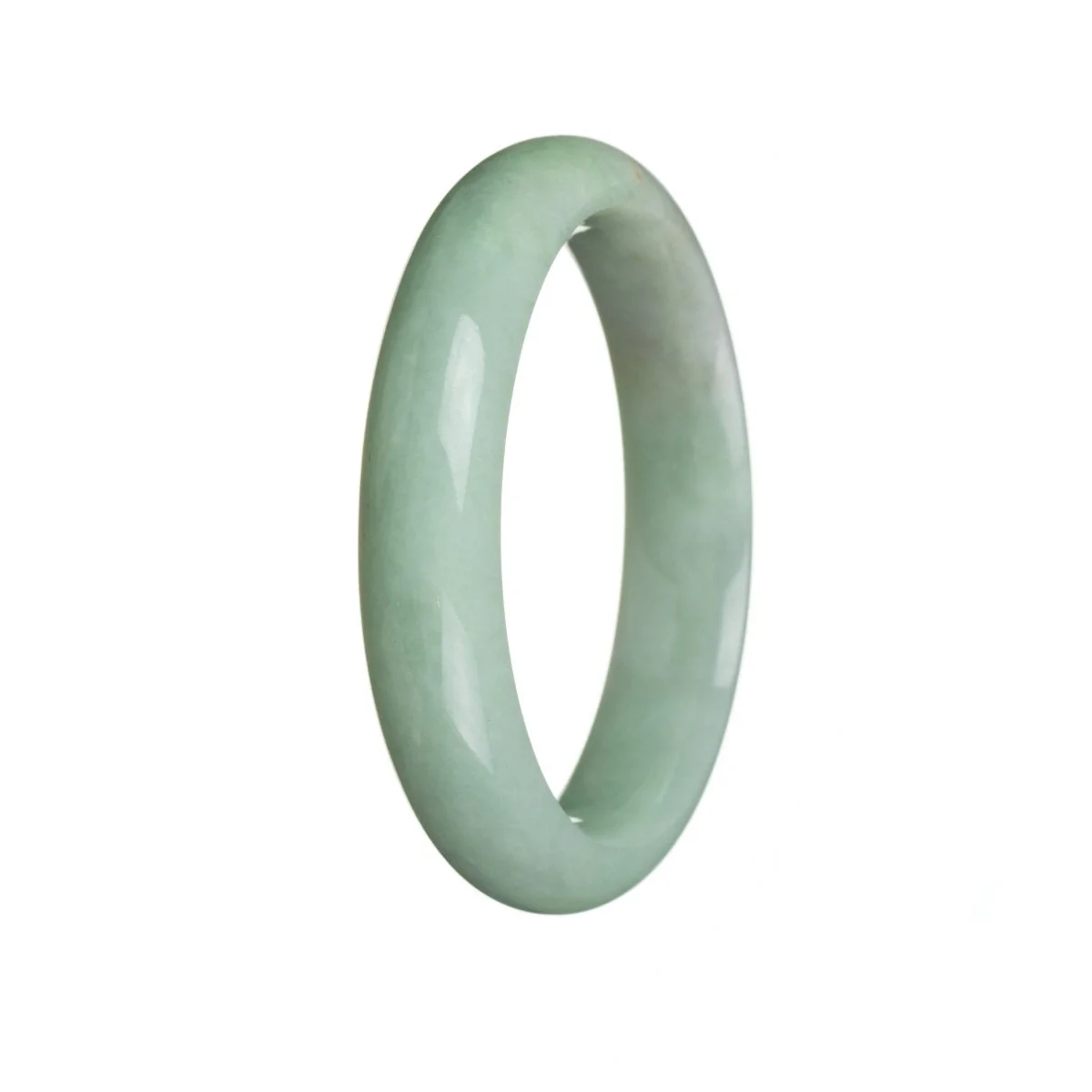 Genuine Natural Green Burmese Jade Bangle Bracelet - 54mm Semi Round