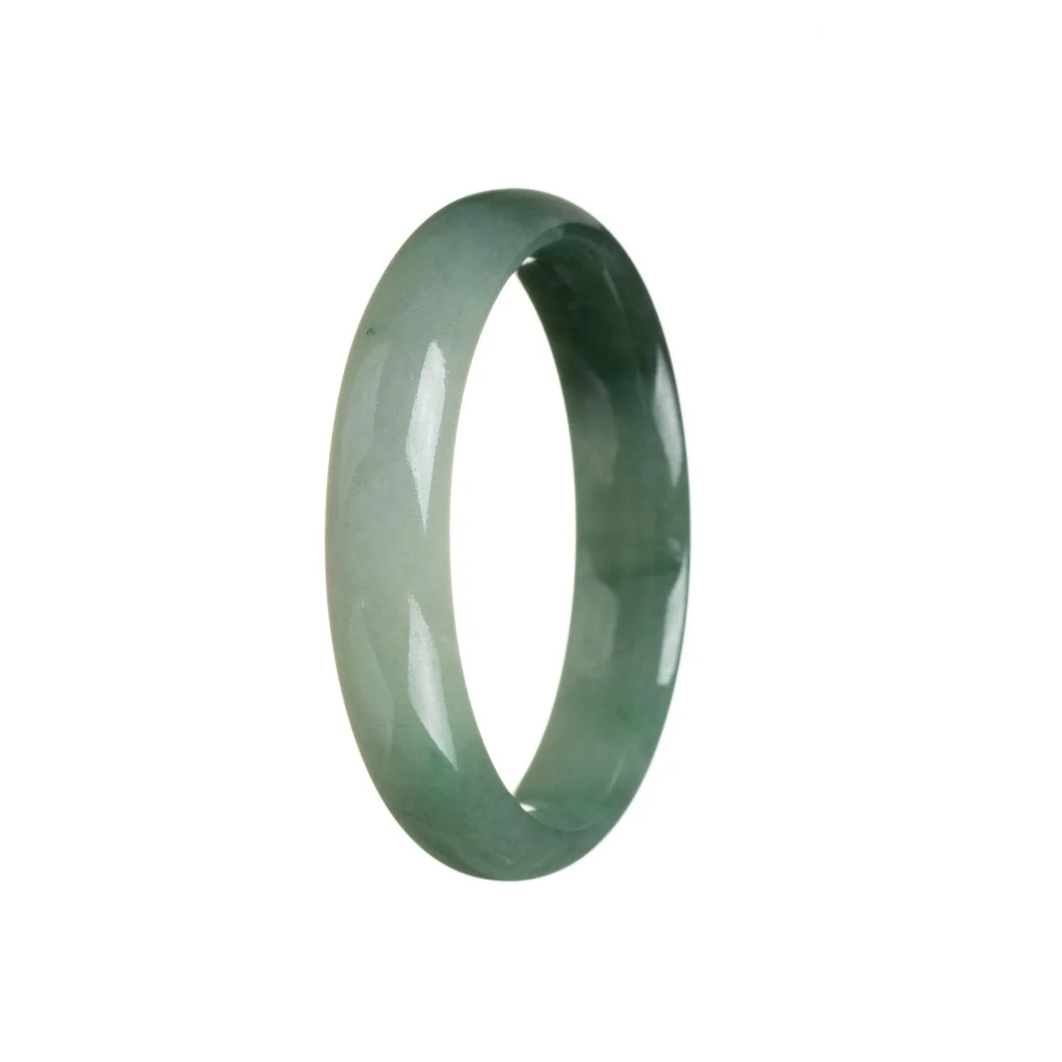 Genuine Type A Green with dark green Burmese Jade Bangle - 56mm Half Moon