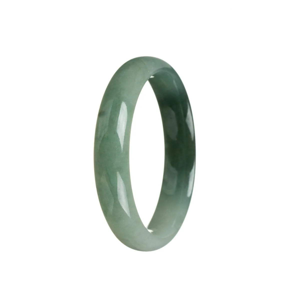 Genuine Type A Green with dark green Burmese Jade Bangle - 56mm Half Moon - Image 3