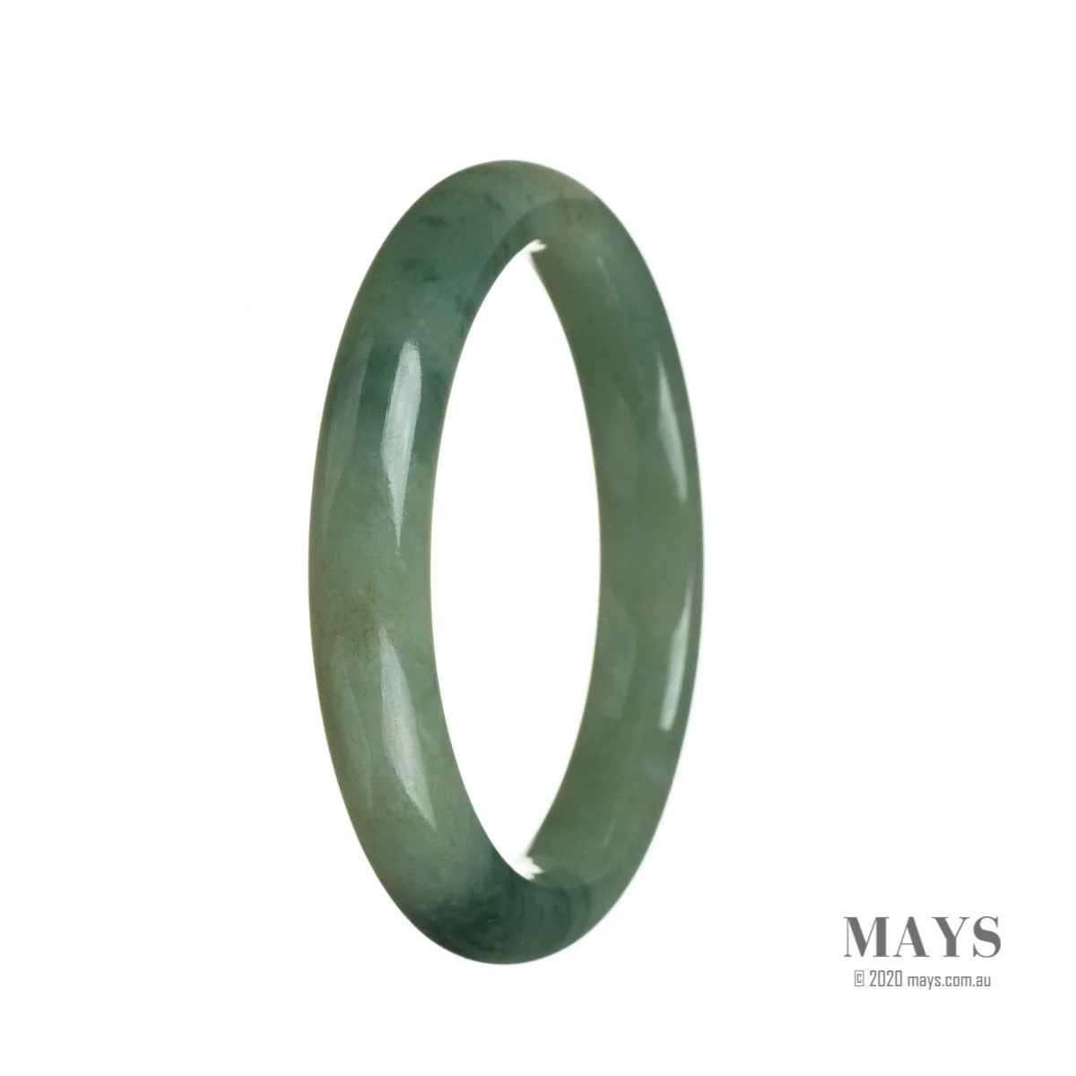 Real Grade A Green Jade Bracelet - 63mm Semi Round
