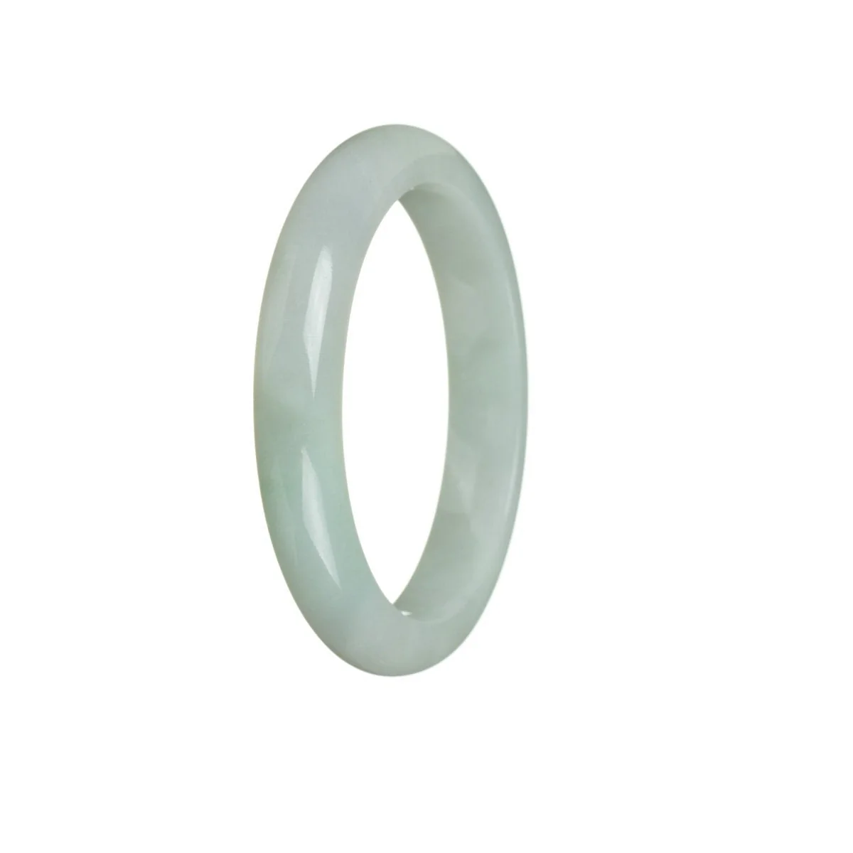 Authentic Untreated Light green Burmese Jade Bangle Bracelet - 54mm Semi Round - Image 2