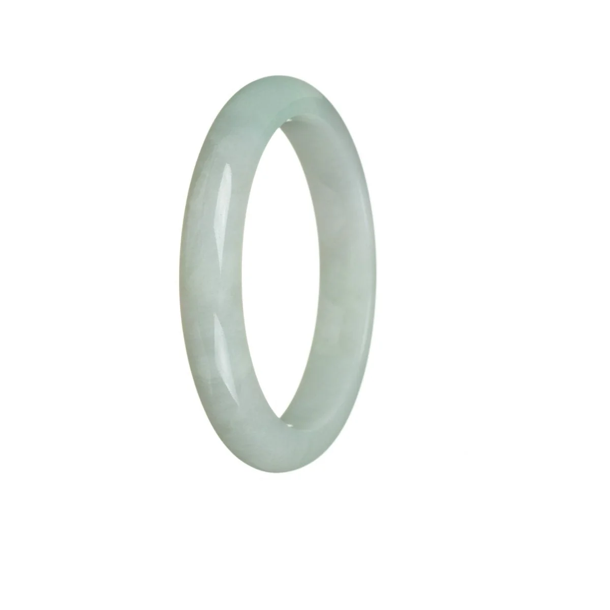 Authentic Untreated Light green Burmese Jade Bangle Bracelet - 54mm Semi Round - Image 3