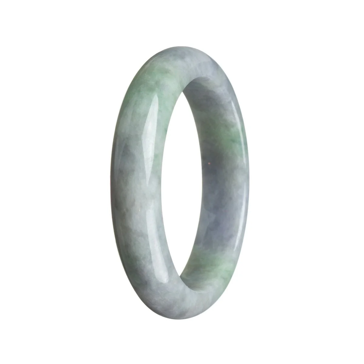 Certified Grade A Green with lavender Burma Jade Bracelet - 57mm Semi Round