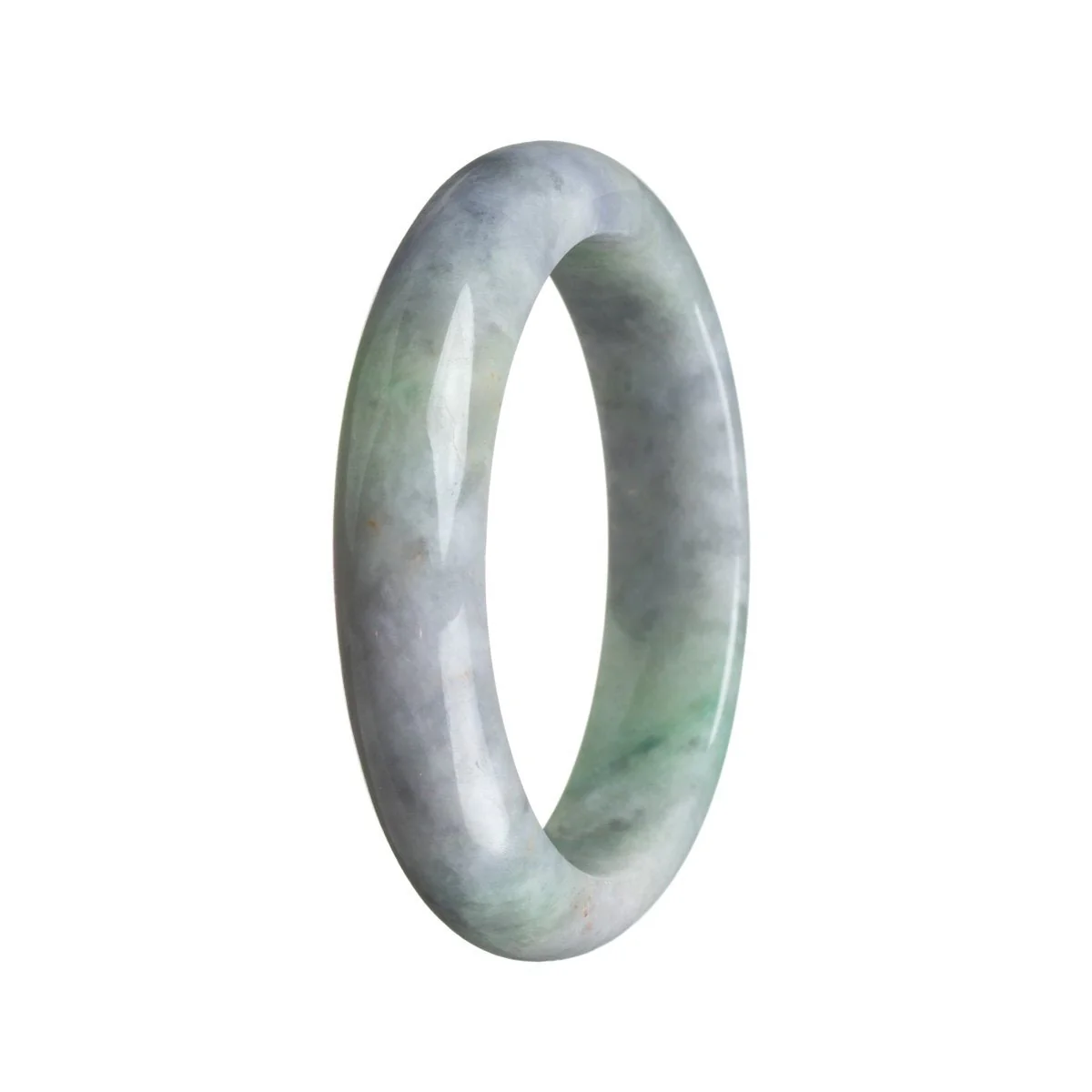 Certified Grade A Green with lavender Burma Jade Bracelet - 57mm Semi Round - Image 3