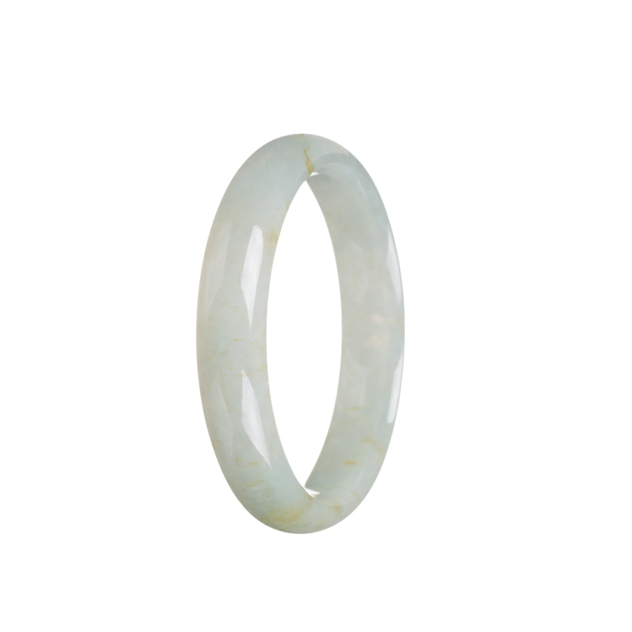 Genuine Untreated Greyish Green Traditional Jade Bangle Bracelet - 55mm Half Moon - Image 2