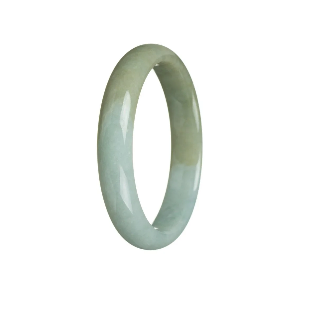 Certified Untreated Green and Brownish green Jadeite Jade Bracelet - 56mm Half Moon
