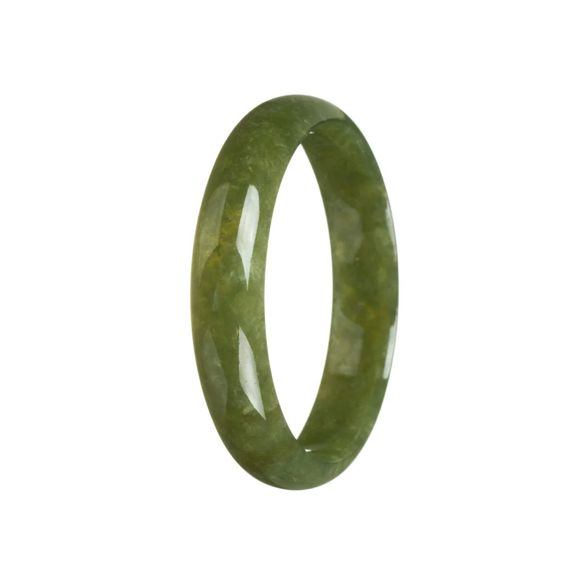 Genuine Untreated Olive green Burmese Jade Bangle - 54mm Half Moon