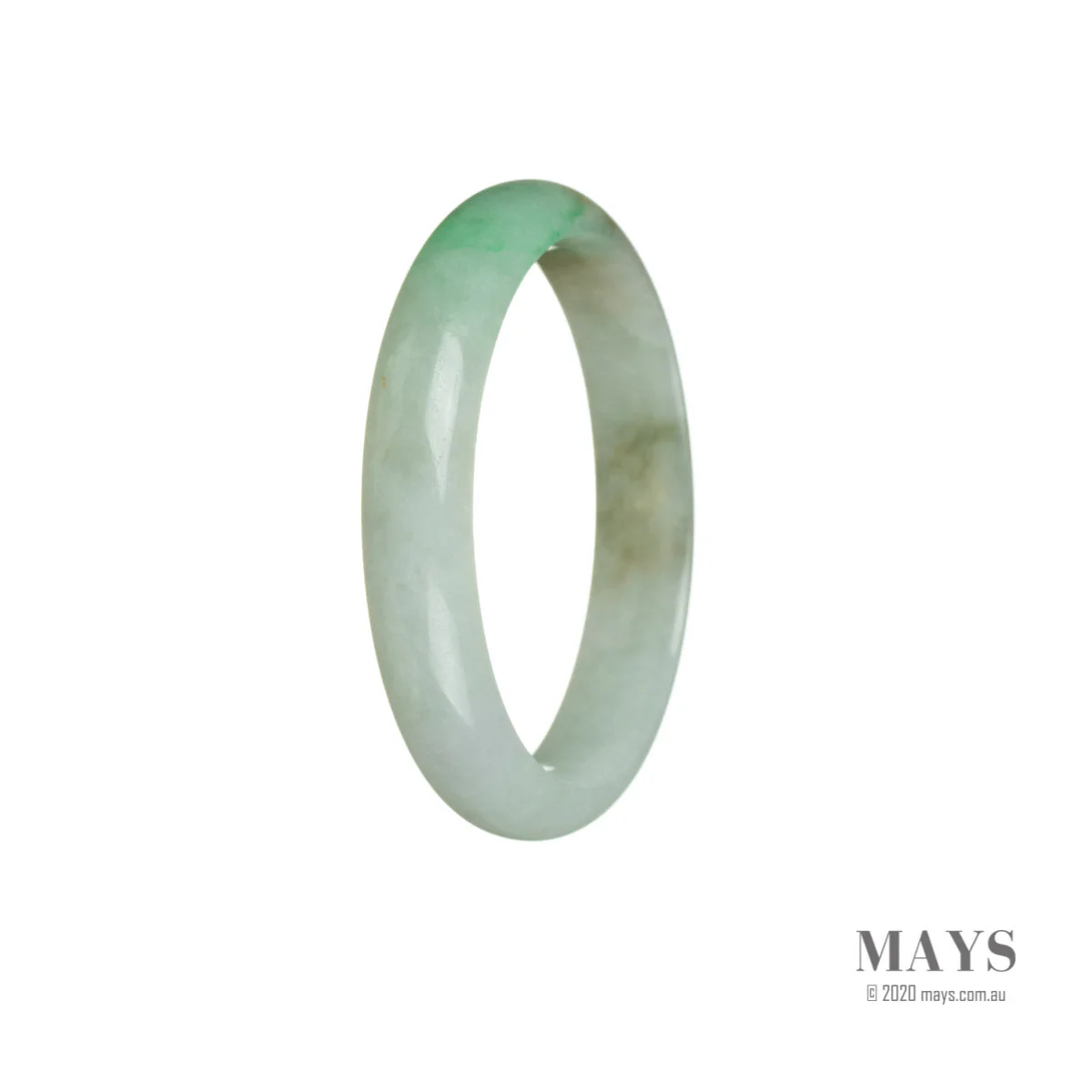 Real Grade A White with pattern Jade Bracelet - 52mm Half Moon - Image 2