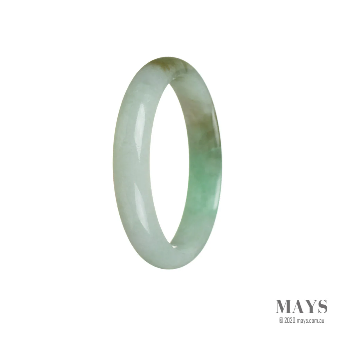 Real Grade A White with pattern Jade Bracelet - 52mm Half Moon - Image 3