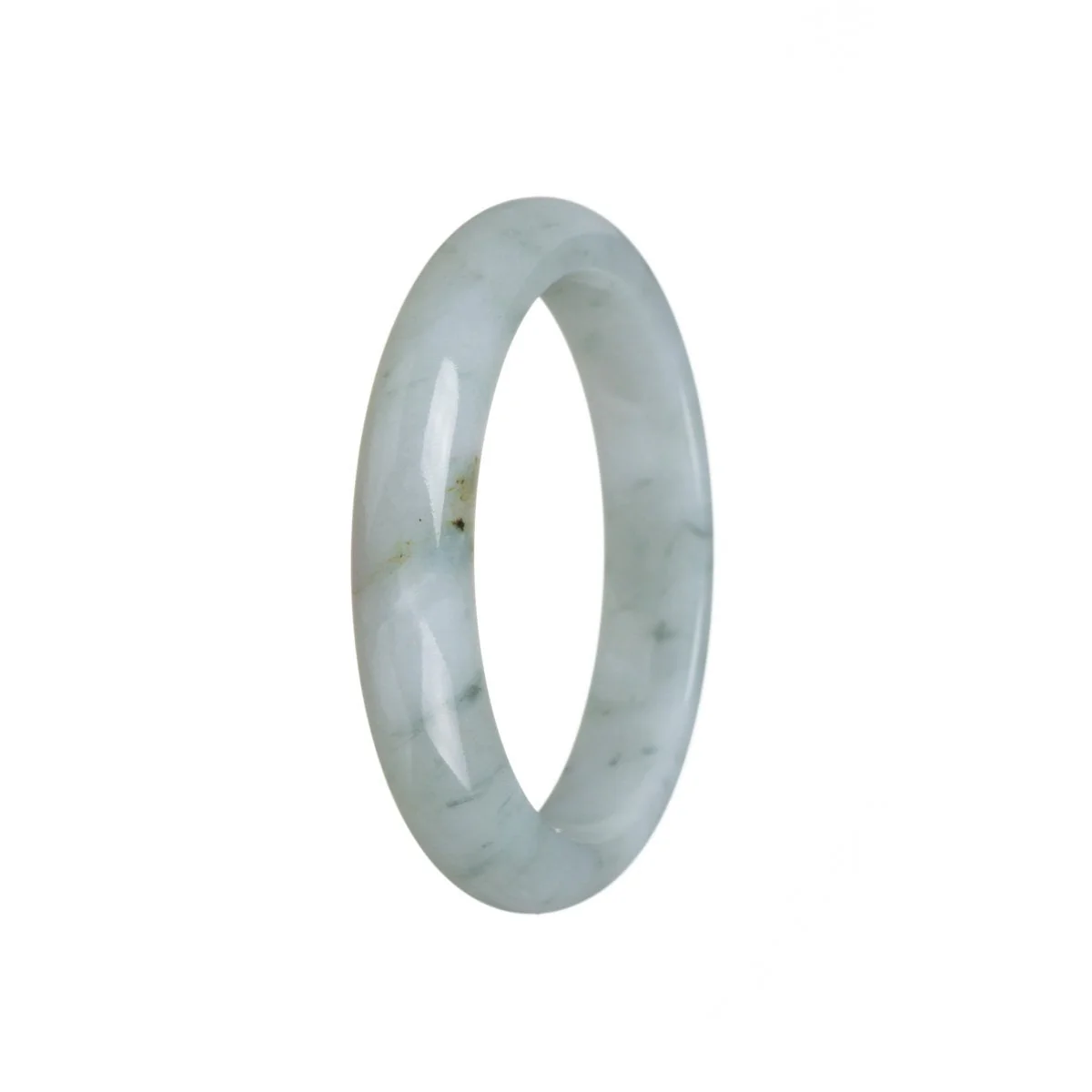 Real Untreated White Jade Bangle Bracelet - 56mm Semi Round - Image 2
