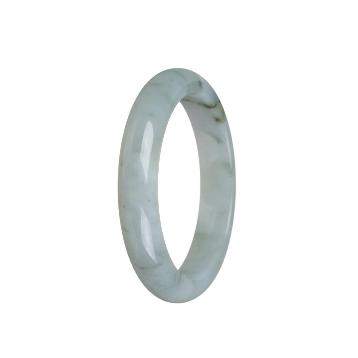 Real Untreated White Jade Bangle Bracelet - 56mm Semi Round - Image 3