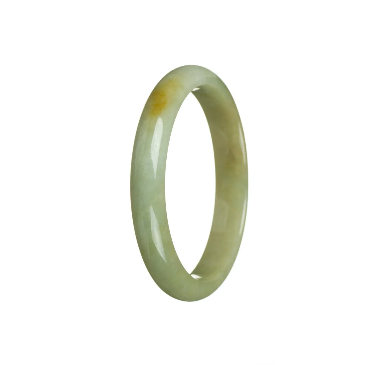 Real Grade A Yellowish green Burmese Jade Bangle Bracelet - 56mm Semi Round