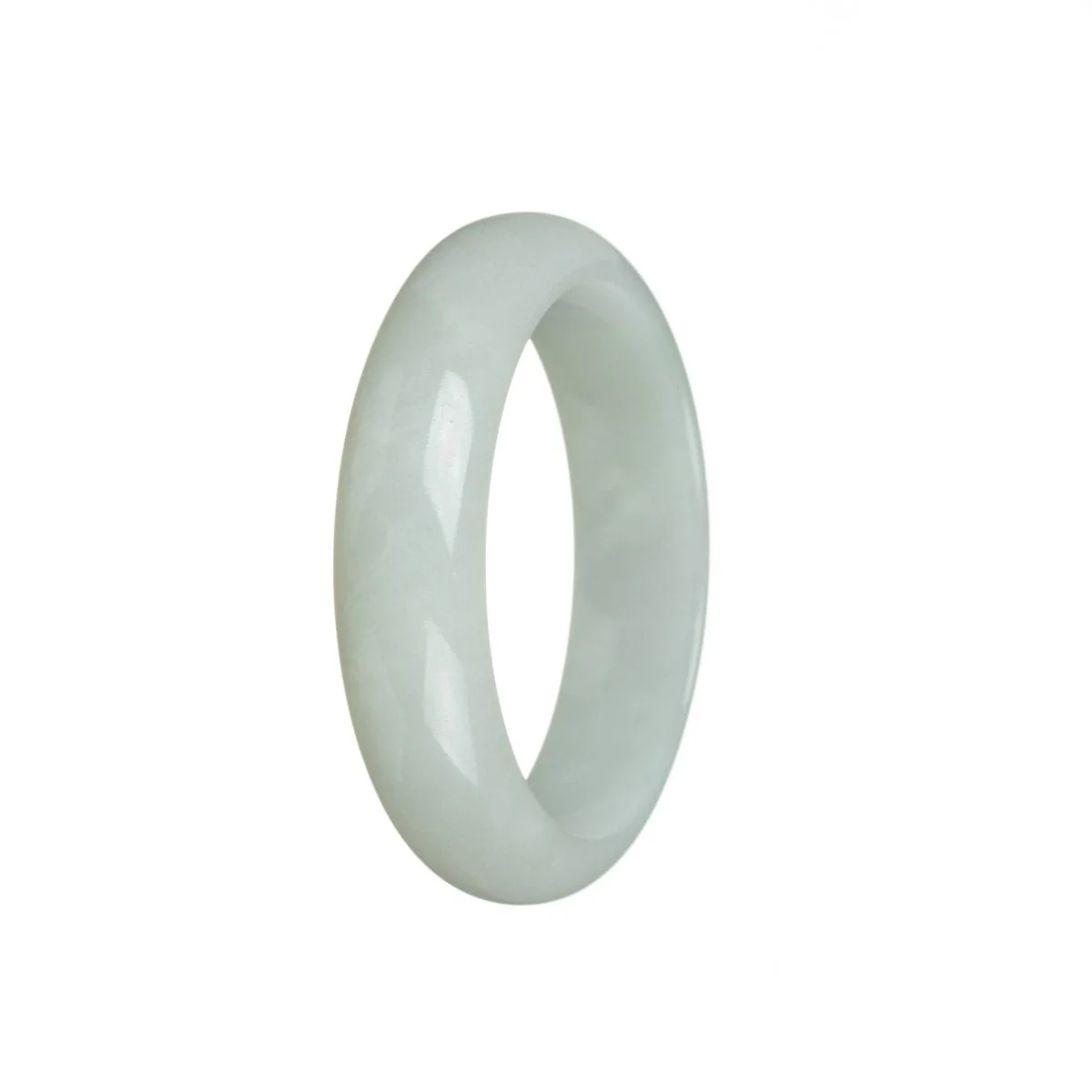 Genuine Grade A White Jadeite Bangle Bracelet - 53mm Half Moon
