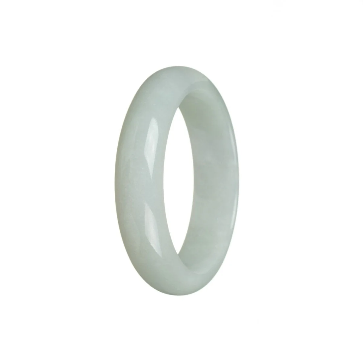Genuine Grade A White Jadeite Bangle Bracelet - 53mm Half Moon - Image 3