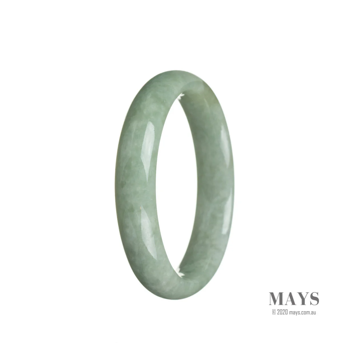 Certified Natural Green Burma Jade Bangle - 57mm Half Moon - Image 3
