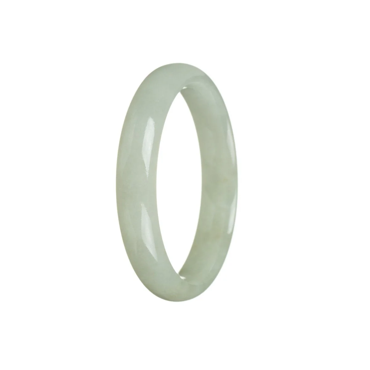 Certified Type A White Jade Bangle Bracelet - 56mm Half Moon