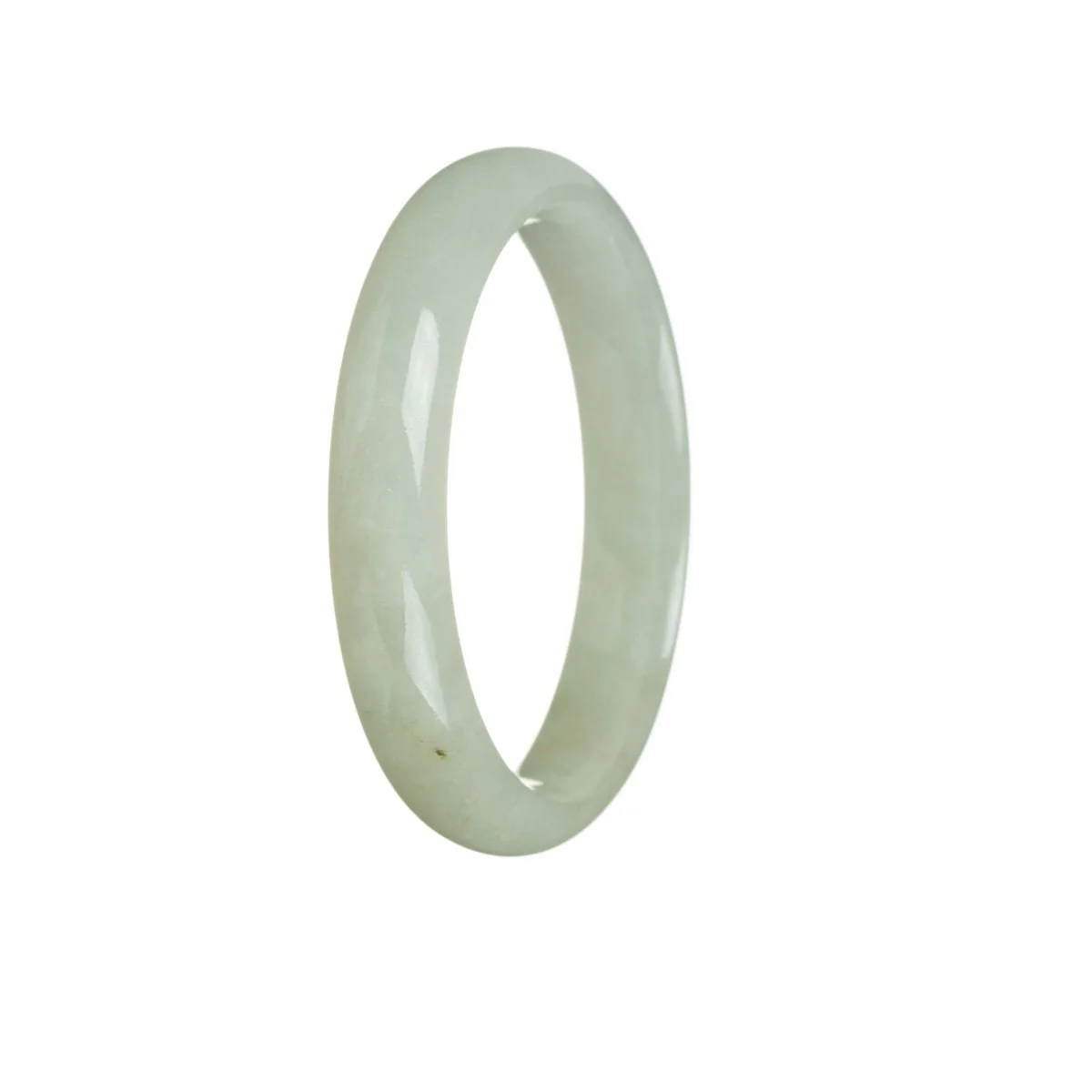 Certified Type A White Jade Bangle Bracelet - 56mm Half Moon - Image 2