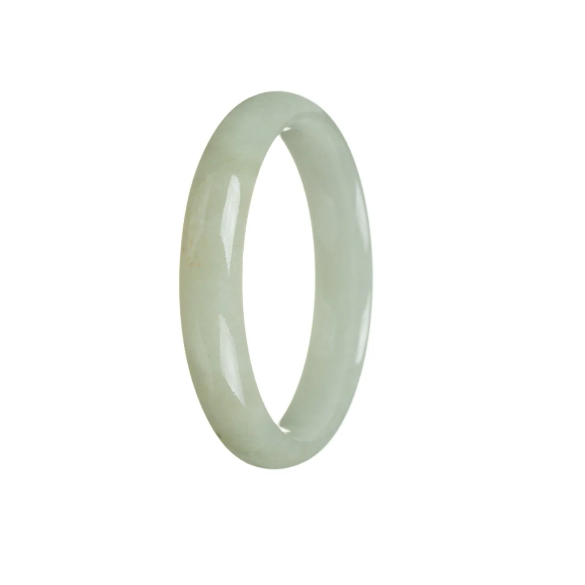 Certified Type A White Jade Bangle Bracelet - 56mm Half Moon - Image 3