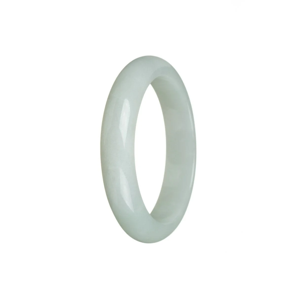 Genuine Grade A White Jadeite Bangle - 53mm Semi Round - Image 3