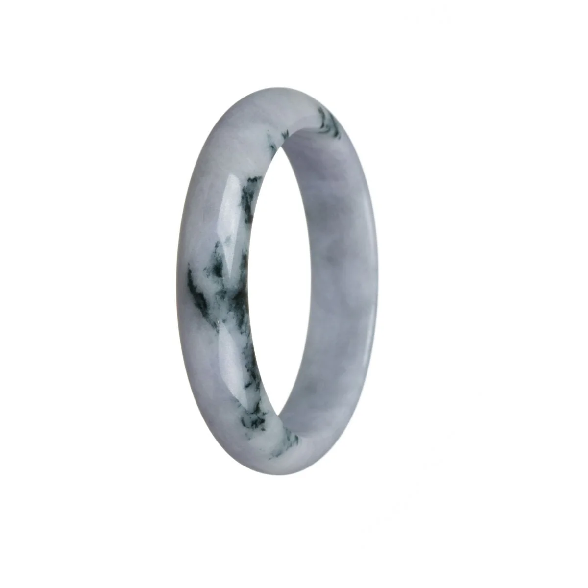 Certified Natural Lavender Flower Traditional Jade Bangle - 56mm Half Moon