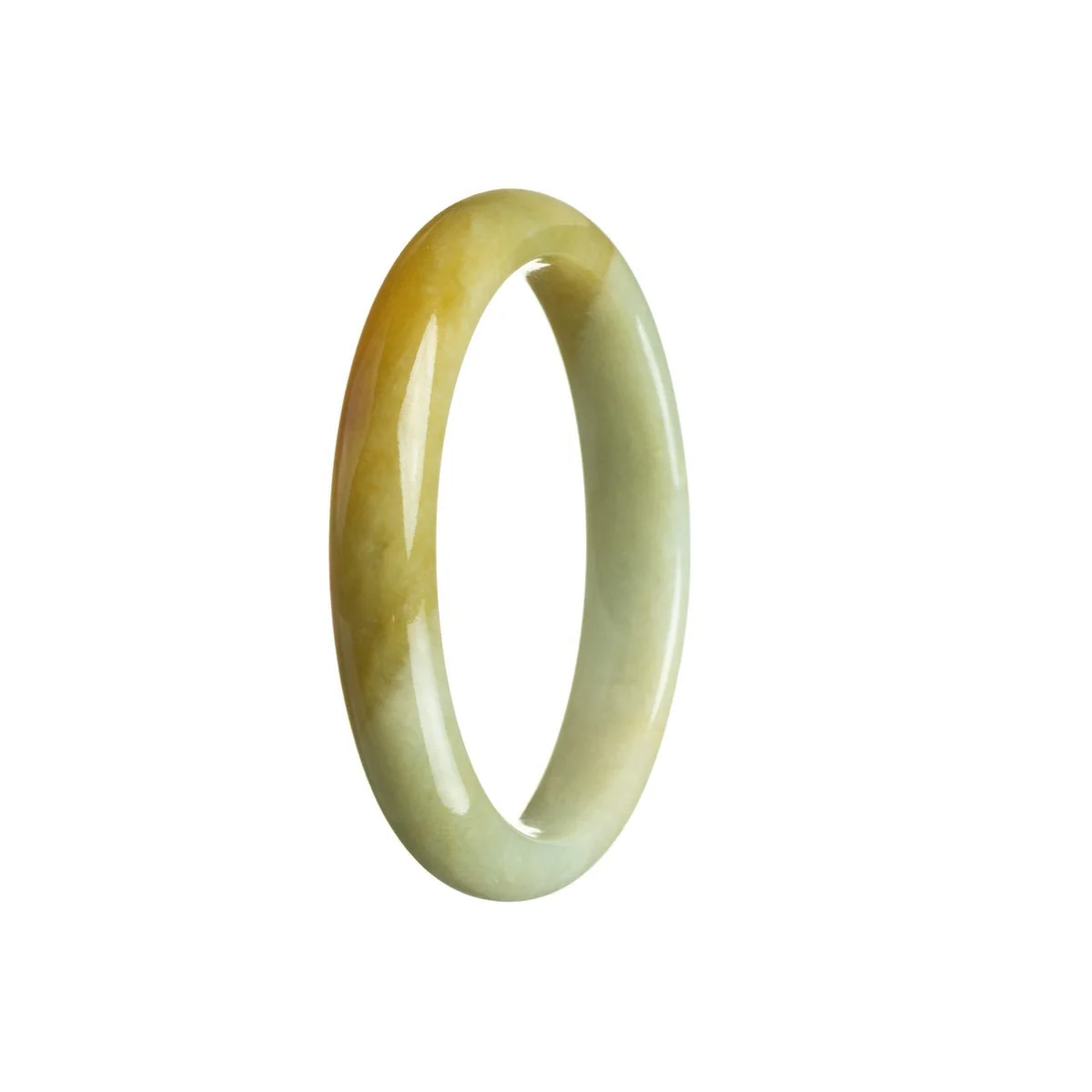 Genuine Type A Brownish yellow Jadeite Jade Bangle - 52mm Half Moon