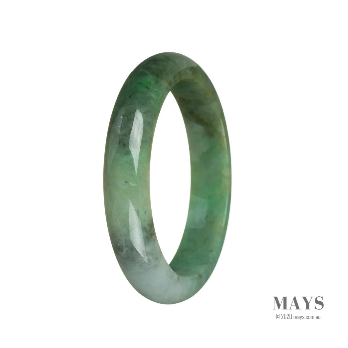 Genuine Grade A Green with pattern Traditional Jade Bangle Bracelet - 60mm Half Moon - Image 2