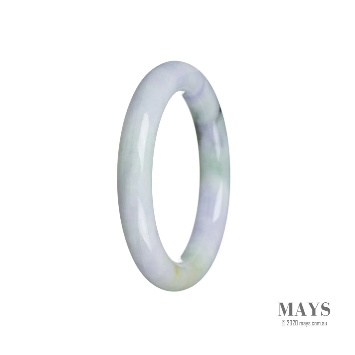 Genuine Grade A Greeb with strong lavender Burmese Jade Bangle - 51mm Round - Image 3