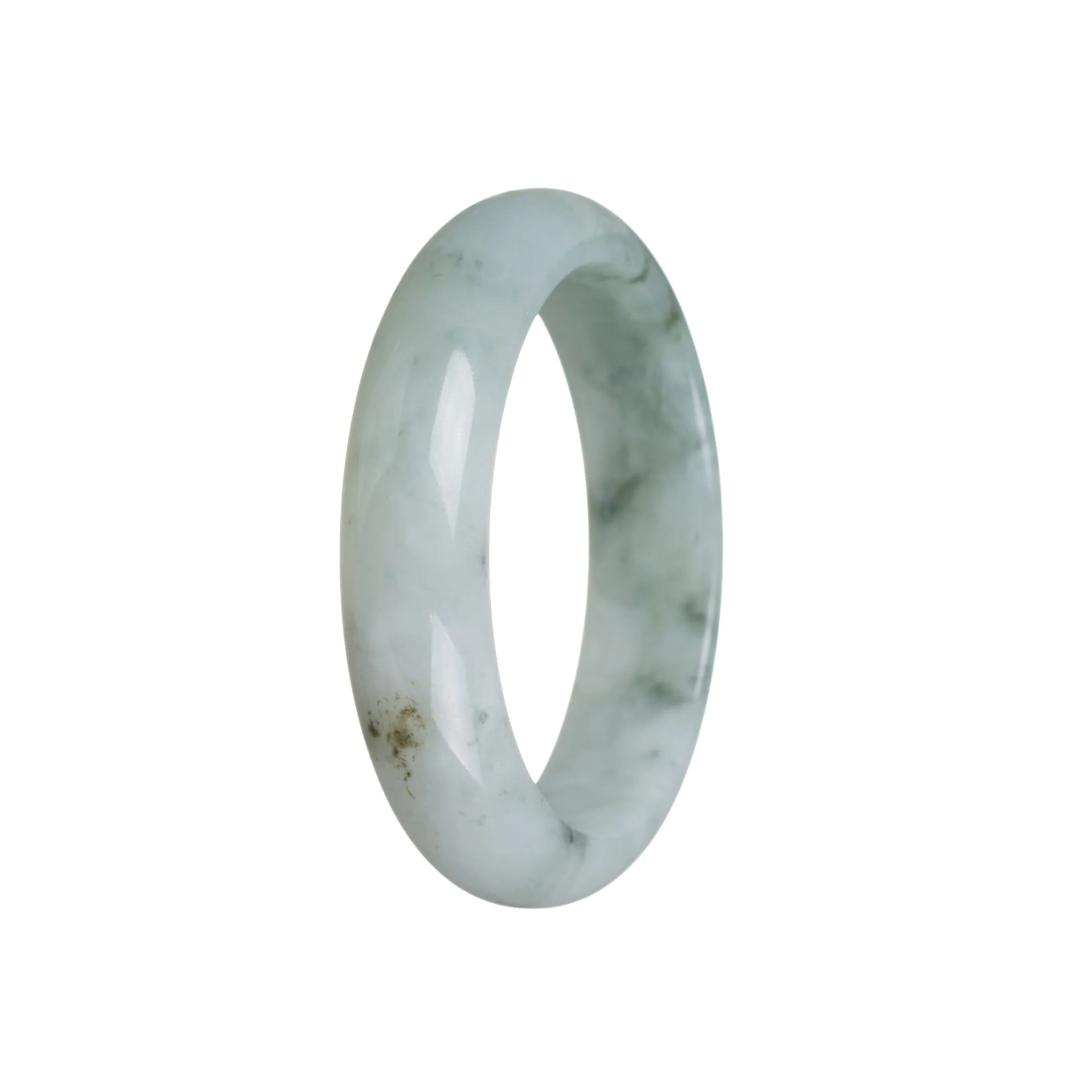 Real Natural Pale Green Burma Jade Bangle Bracelet - 55mm Half Moon - Image 2