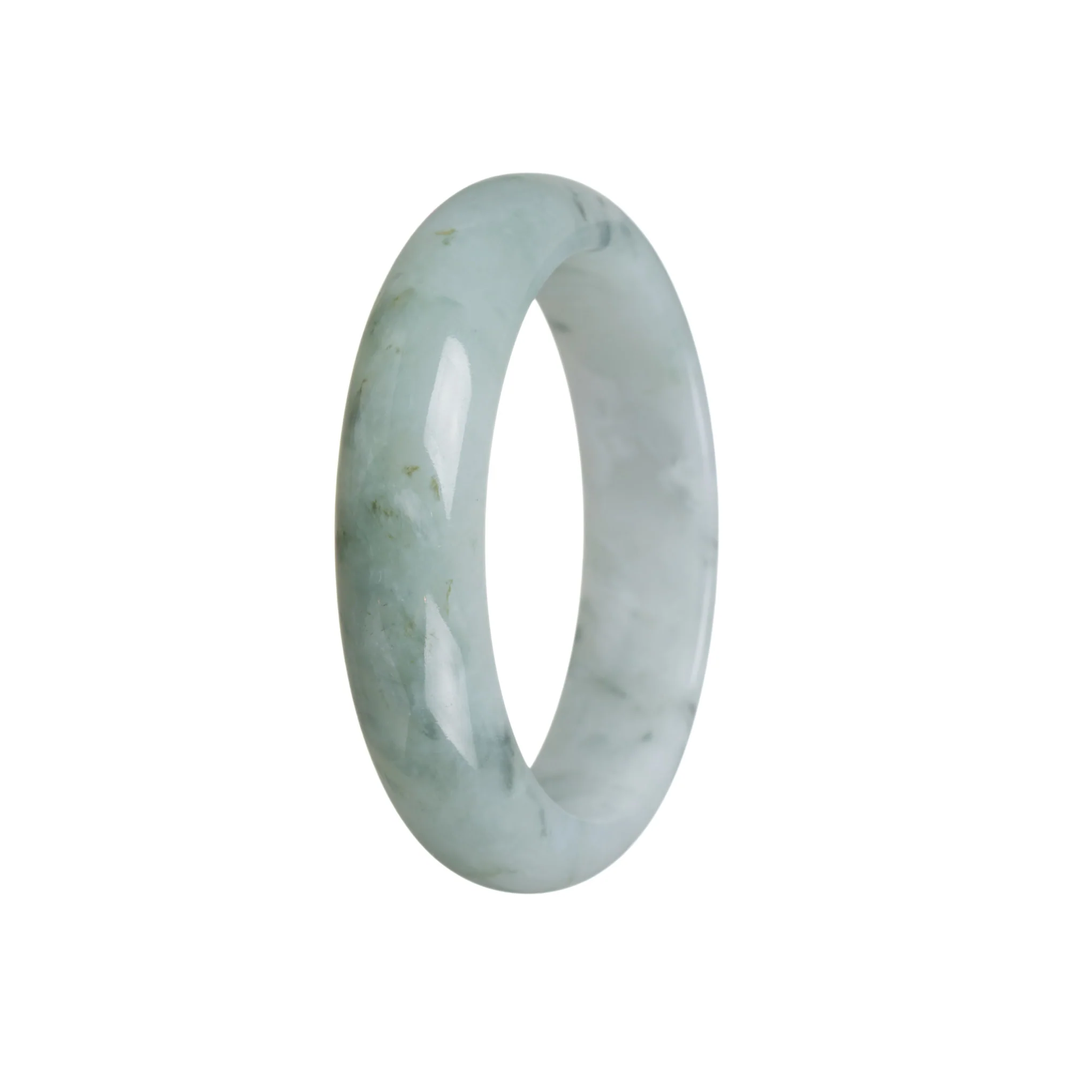 Real Natural Pale Green Burma Jade Bangle Bracelet - 55mm Half Moon - Image 3