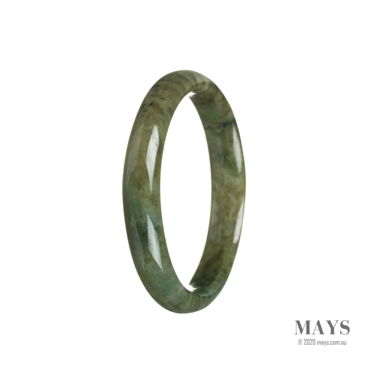 Genuine Grade A Brownish green Jade Bangle Bracelet - 57mm Half Moon