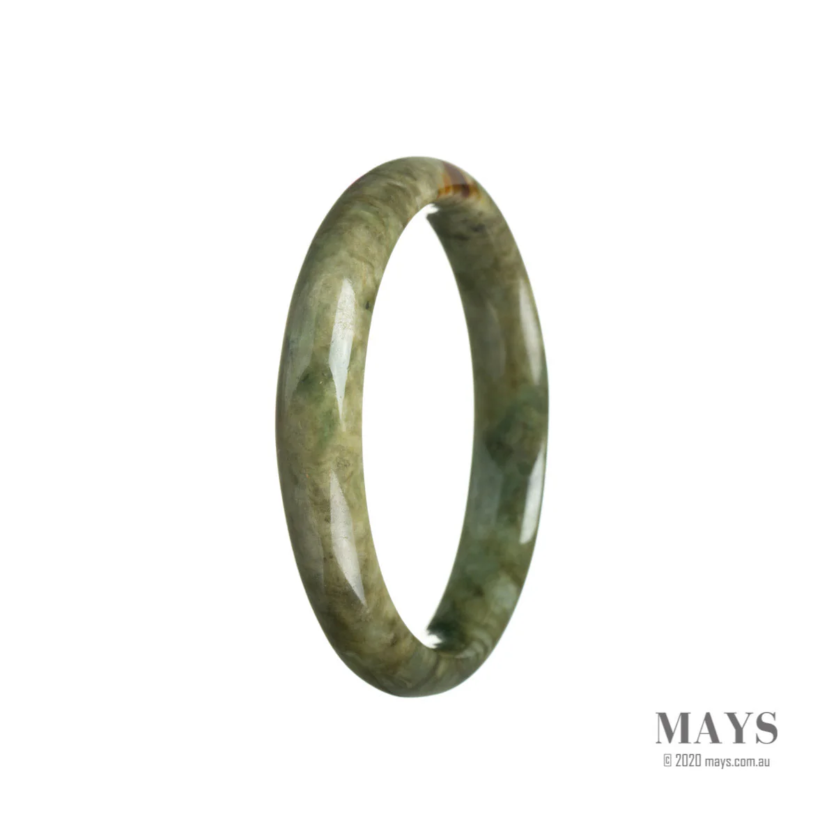 Genuine Grade A Brownish green Jade Bangle Bracelet - 57mm Half Moon - Image 2