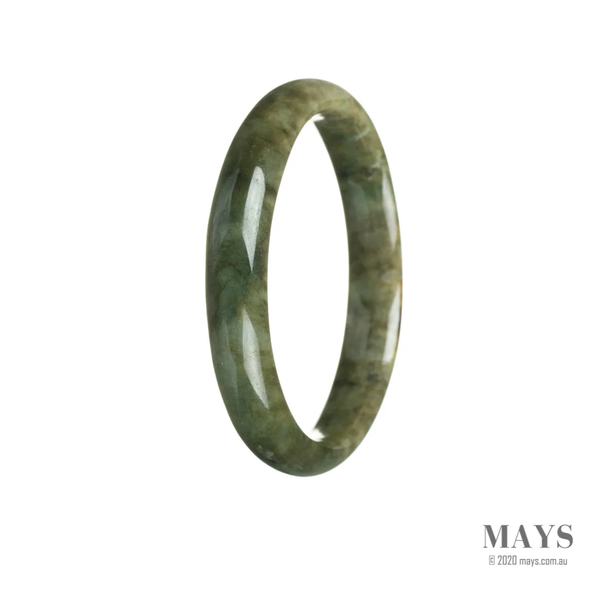 Genuine Grade A Brownish green Jade Bangle Bracelet - 57mm Half Moon - Image 3