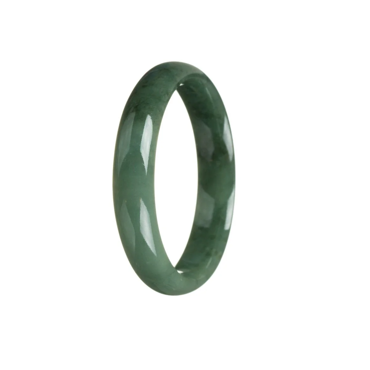 Genuine Grade A Bluish deep green Burmese Jade Bangle - 55mm Half Moon