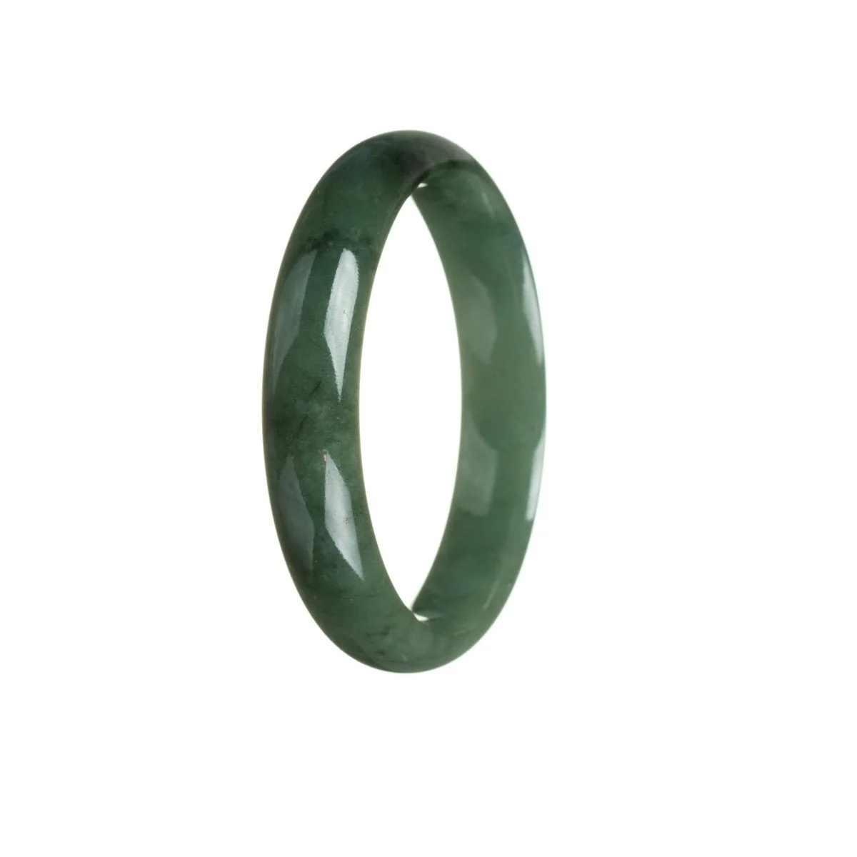 Genuine Grade A Bluish deep green Burmese Jade Bangle - 55mm Half Moon - Image 2