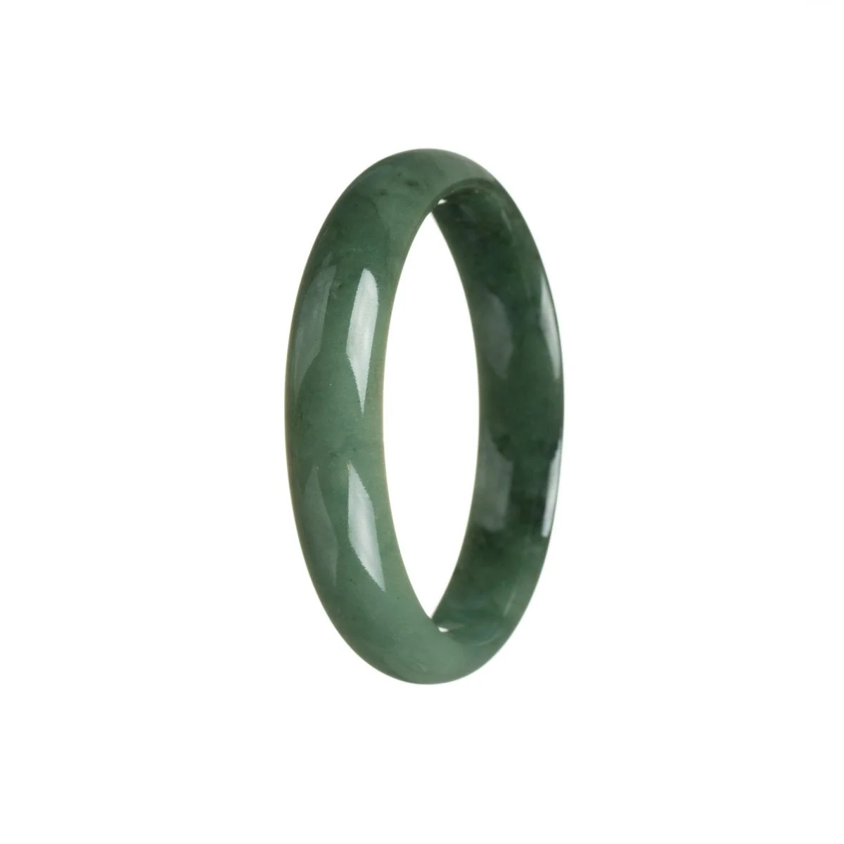 Genuine Grade A Bluish deep green Burmese Jade Bangle - 55mm Half Moon - Image 3