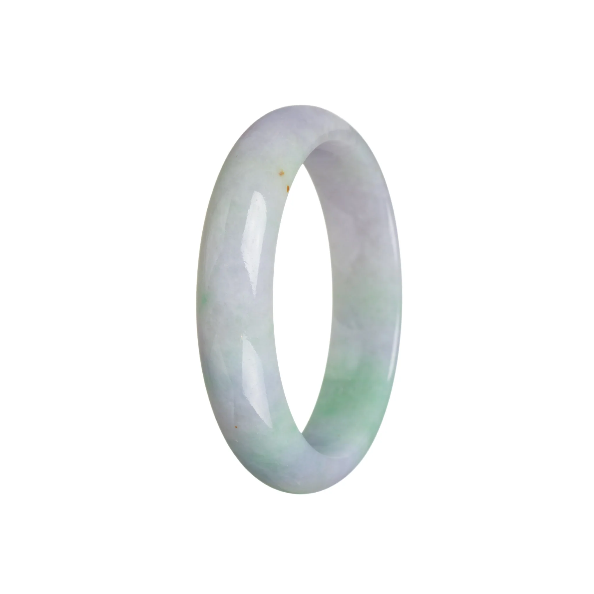 Genuine Grade A Green with lavender Traditional Jade Bangle Bracelet - 56mm Half Moon - Image 2