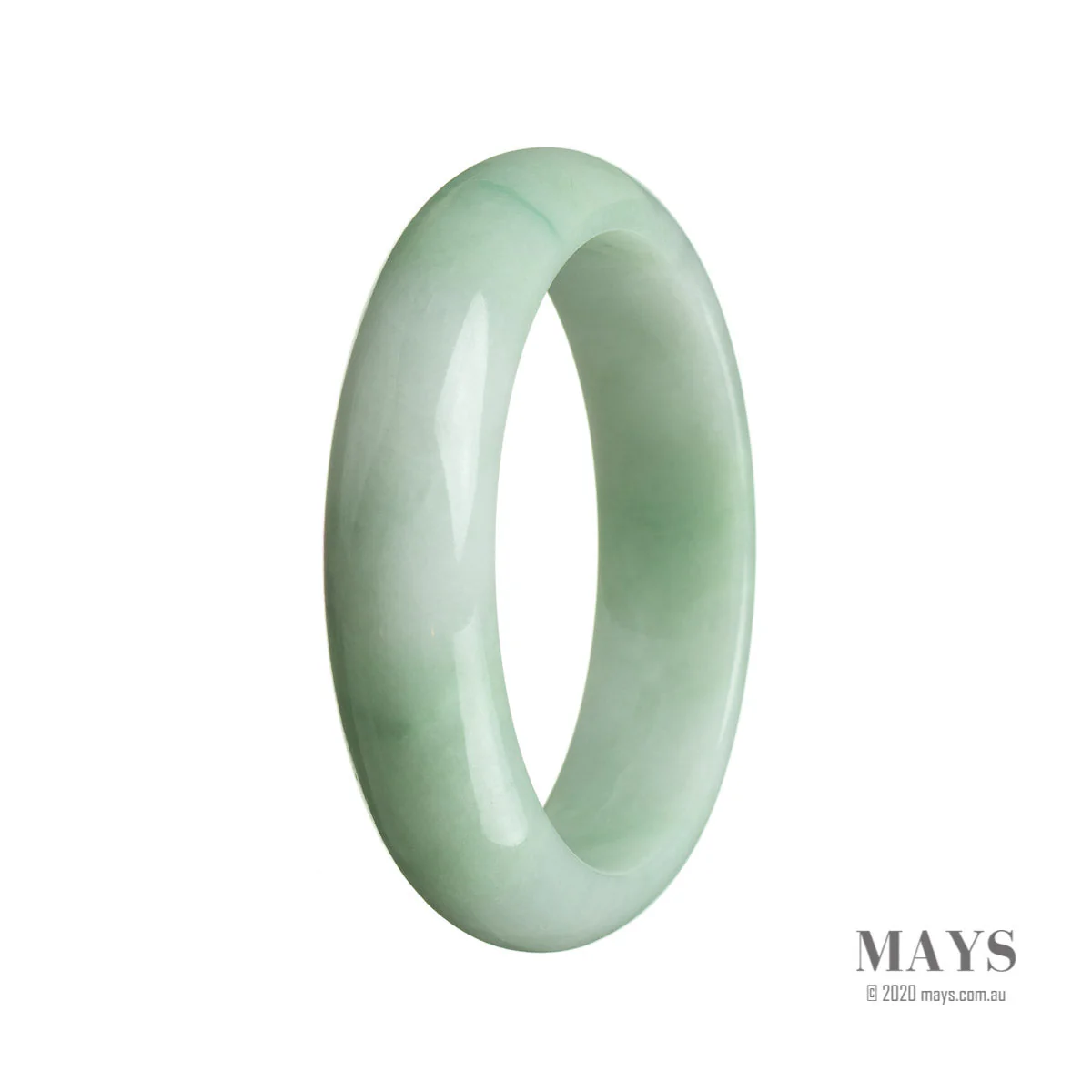 Real Type A Light green Burmese Jade Bangle Bracelet - 57mm Half Moon - Image 2