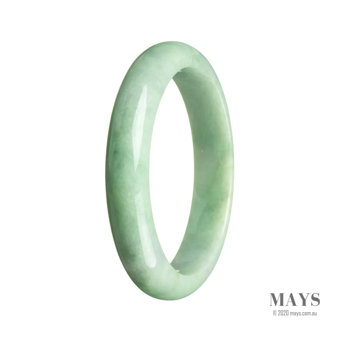 Certified Untreated Green Traditional Jade Bangle - 59mm Semi Round - Image 2