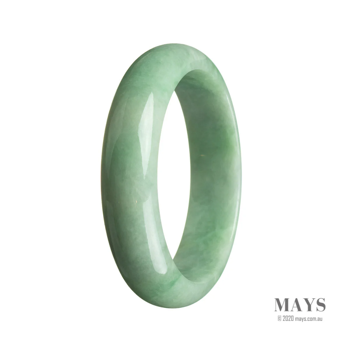 Genuine Grade A Green Burma Jade Bracelet - 59mm Half Moon - Image 2