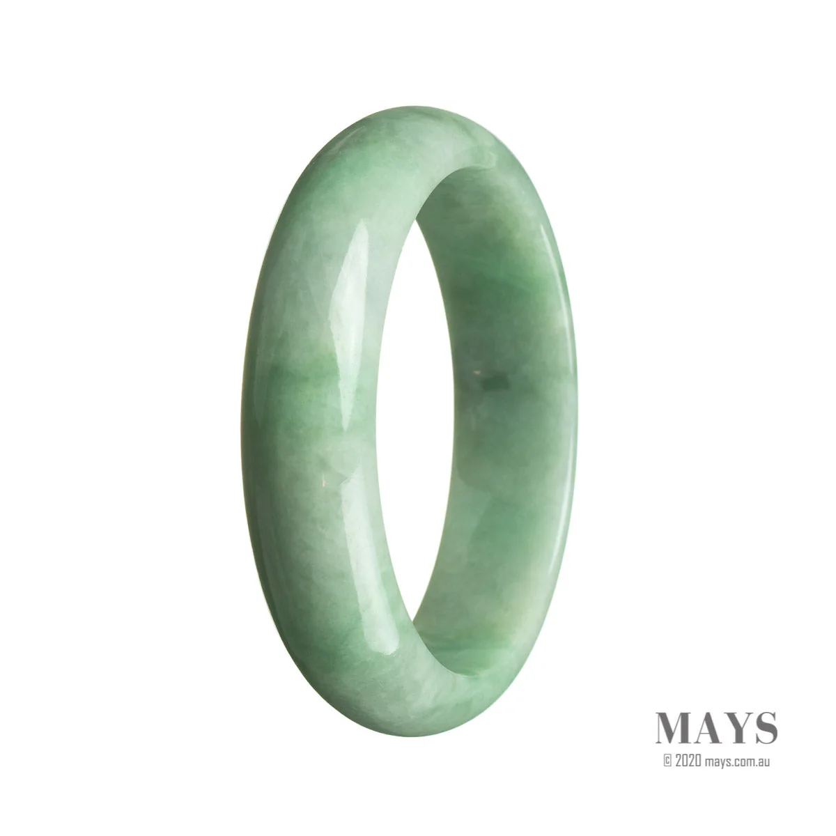 Genuine Grade A Green Burma Jade Bracelet - 59mm Half Moon - Image 3