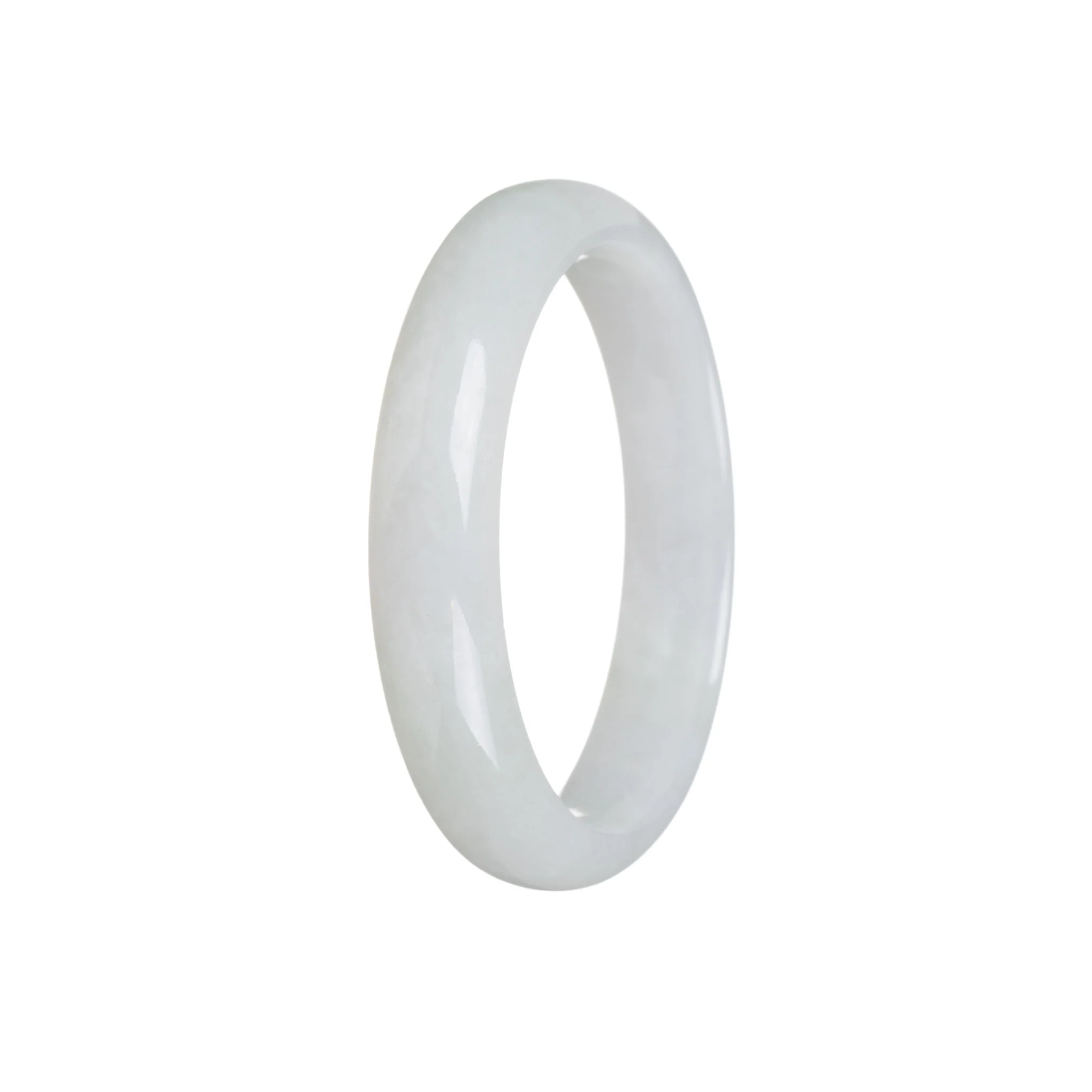 Authentic Untreated White Jadeite Jade Bangle - 56mm Half Moon
