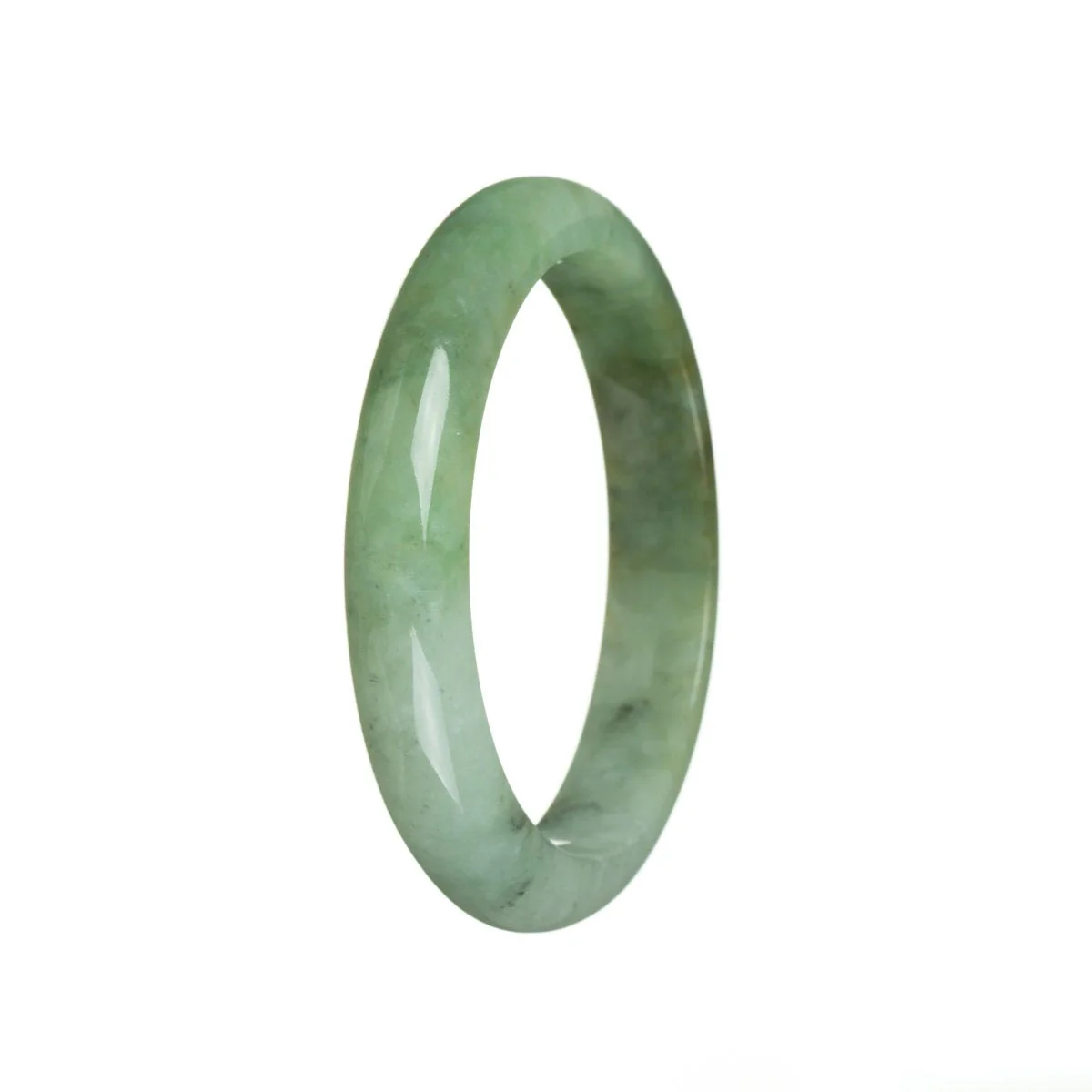 Authentic Natural Green Burma Jade Bracelet - 58mm Semi Round