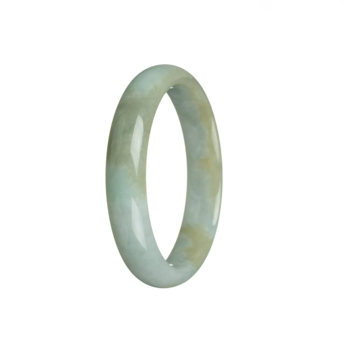 Certified Untreated Light green Jadeite Jade Bangle Bracelet - 56mm Half Moon