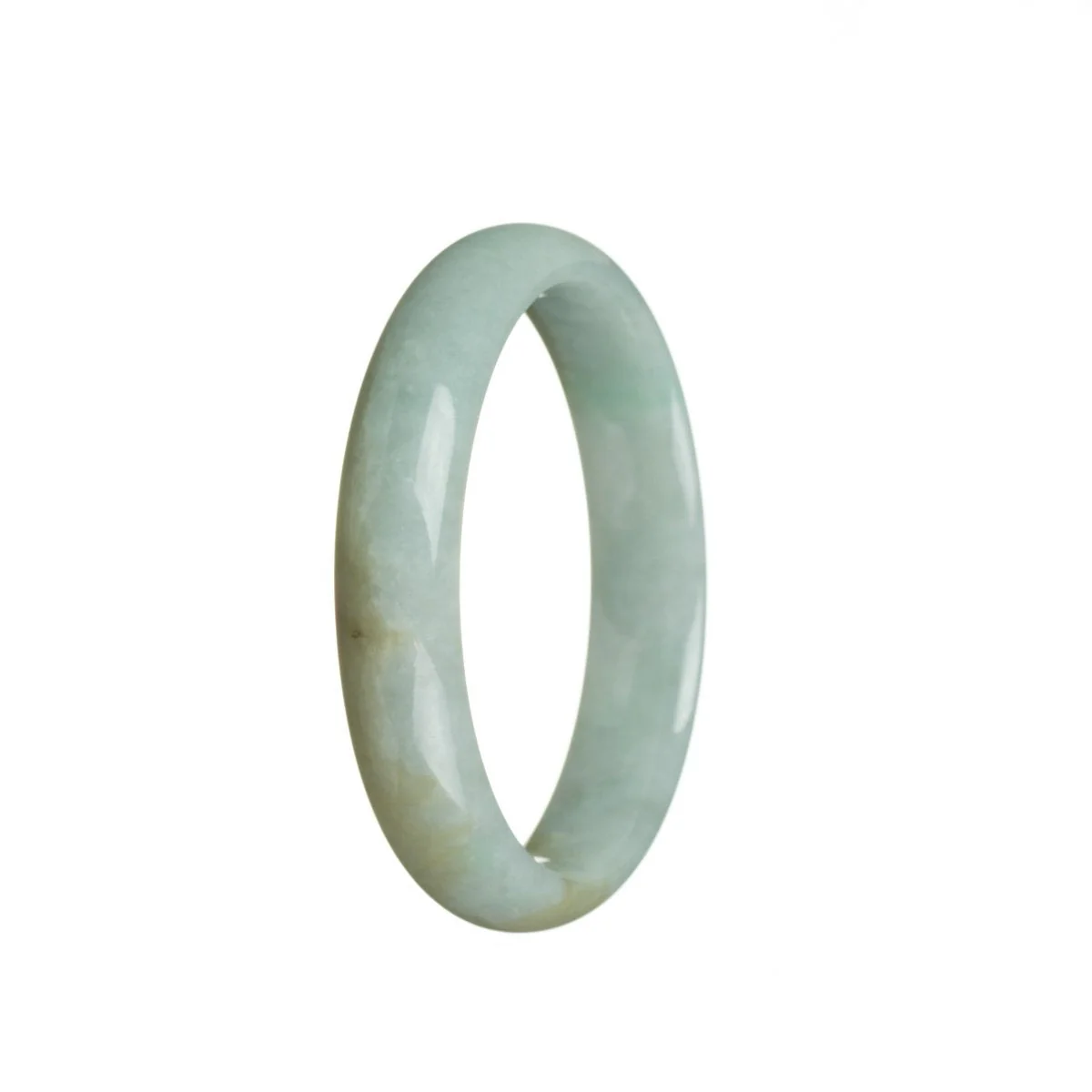 Certified Untreated Light green Jadeite Jade Bangle Bracelet - 56mm Half Moon - Image 2