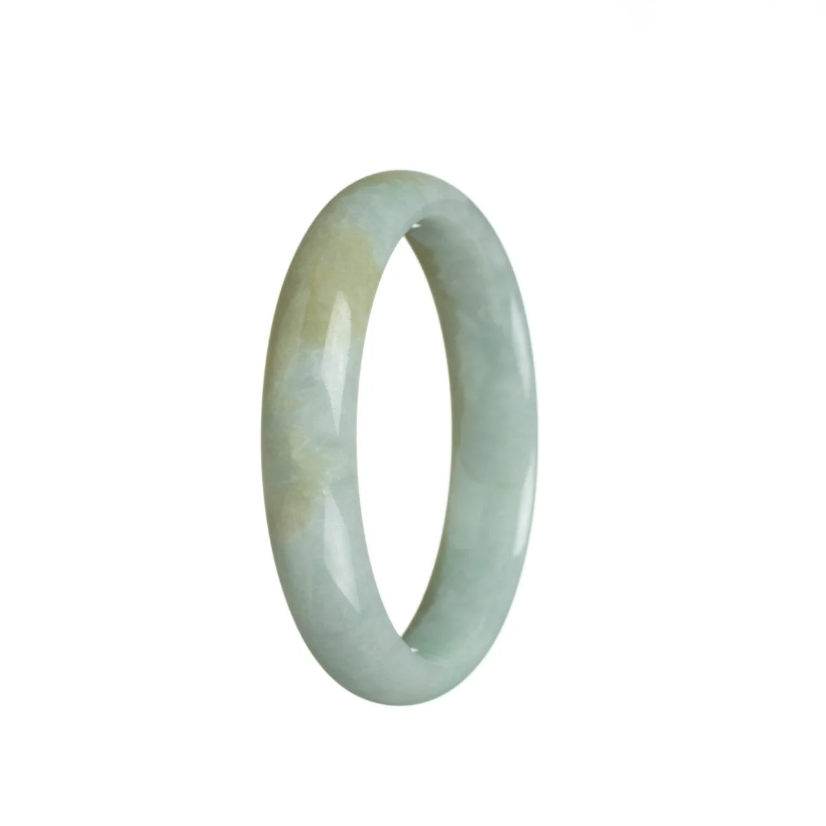 Certified Untreated Light green Jadeite Jade Bangle Bracelet - 56mm Half Moon - Image 3