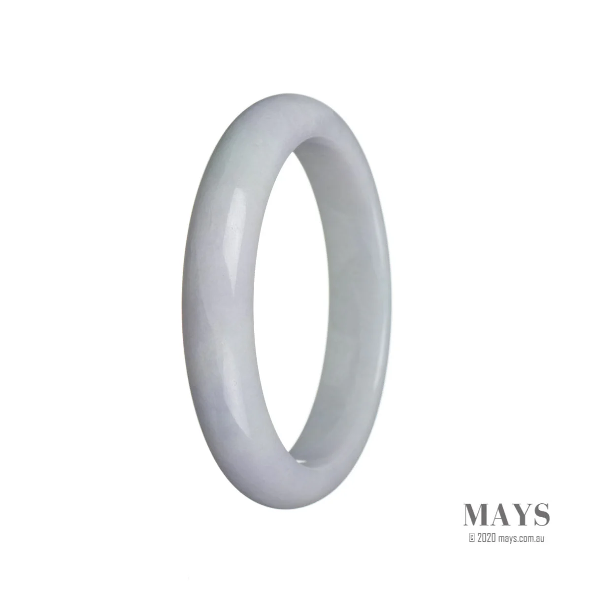 Genuine Grade A White with pale lavender Burma Jade Bracelet - 60mm Semi Round - Image 2