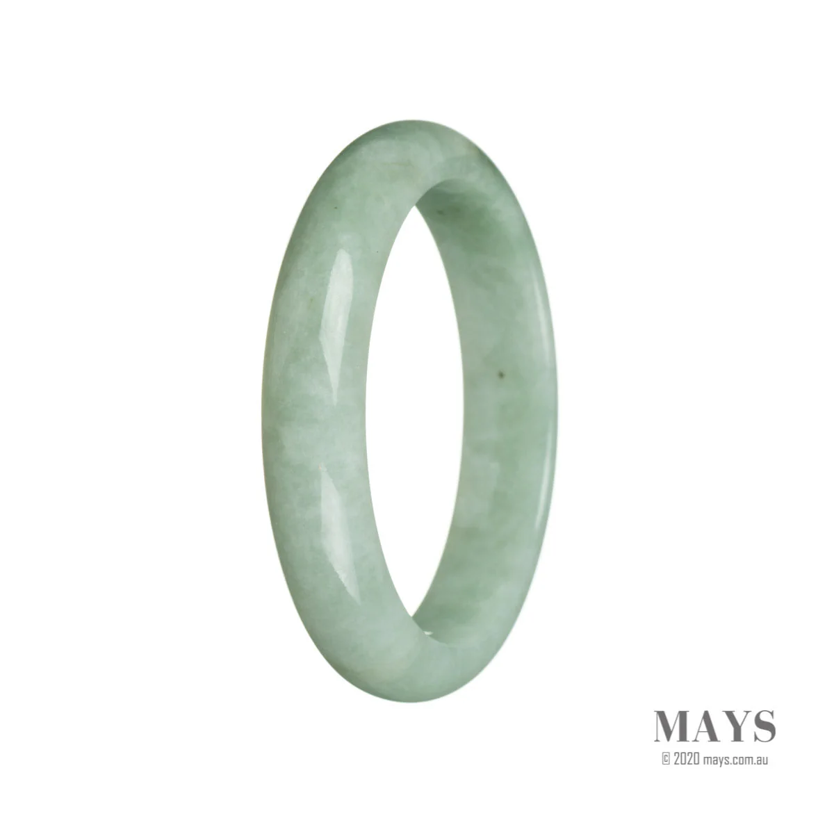Real Type A Green Jade Bangle - 59mm Semi Round