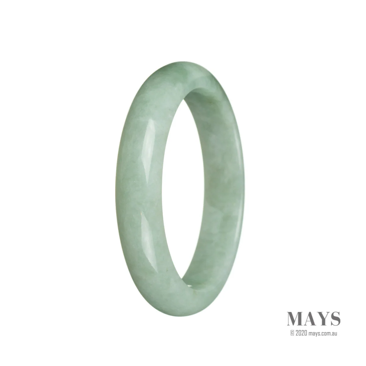 Real Type A Green Jade Bangle - 59mm Semi Round - Image 2